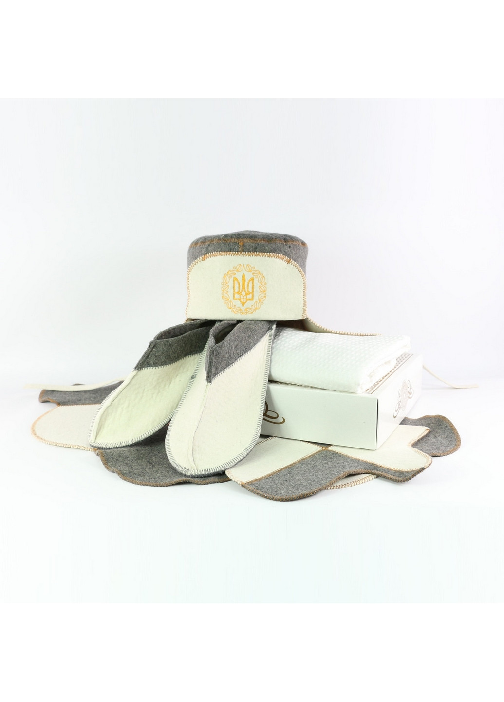 Набір подарунковий для лазні та сауни "Ушанка" 5 предметів Універсальний Luxyart (260530306)