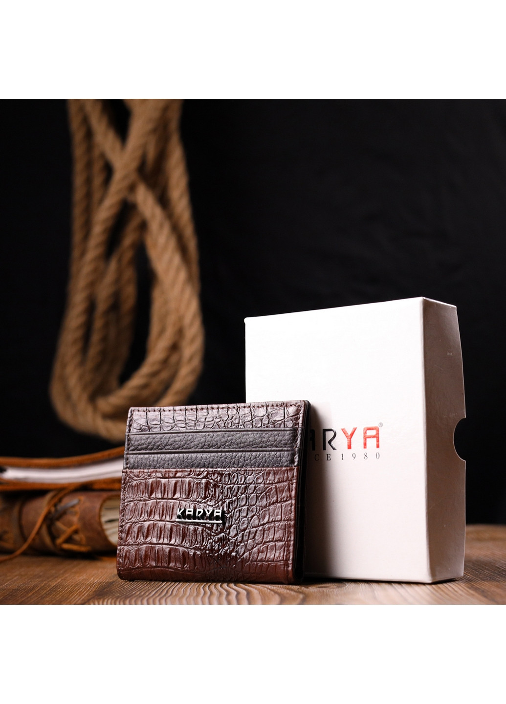 Чоловіча шкіряна візитниця 10х8, 5х1 см Karya (260533169)