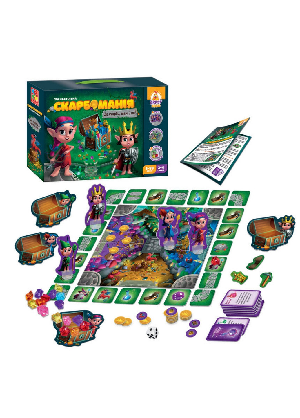 Игра настольная "Скарбомания" (укр) 6х28х19 см Vladi toys (260530996)