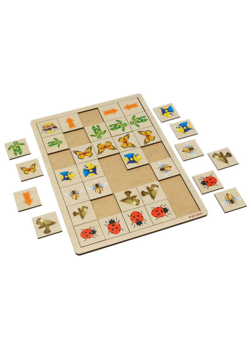 Дерев'яна настільна гра "Вкажіть напрямок - 2" пазл-сортер 1х33х24 см Ubumblebees (260531517)