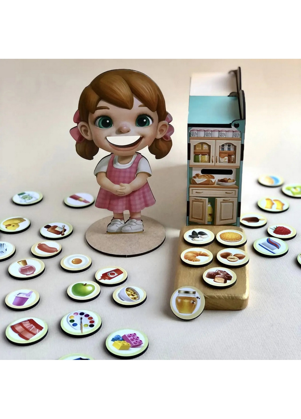 Дерев'яна настільна гра "їстівне-їстівне" сортер-комодик 8х19х11 см Ubumblebees (260530459)