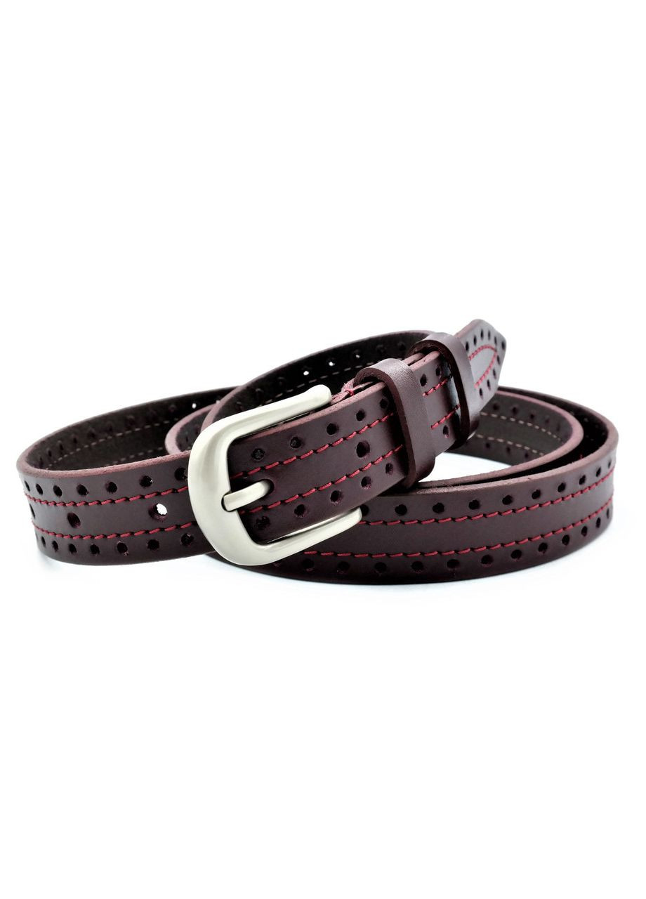 Жіночий шкіряний ремінь 2,3 х 115-120 см Колір Темно-червоний Weatro (260533387)