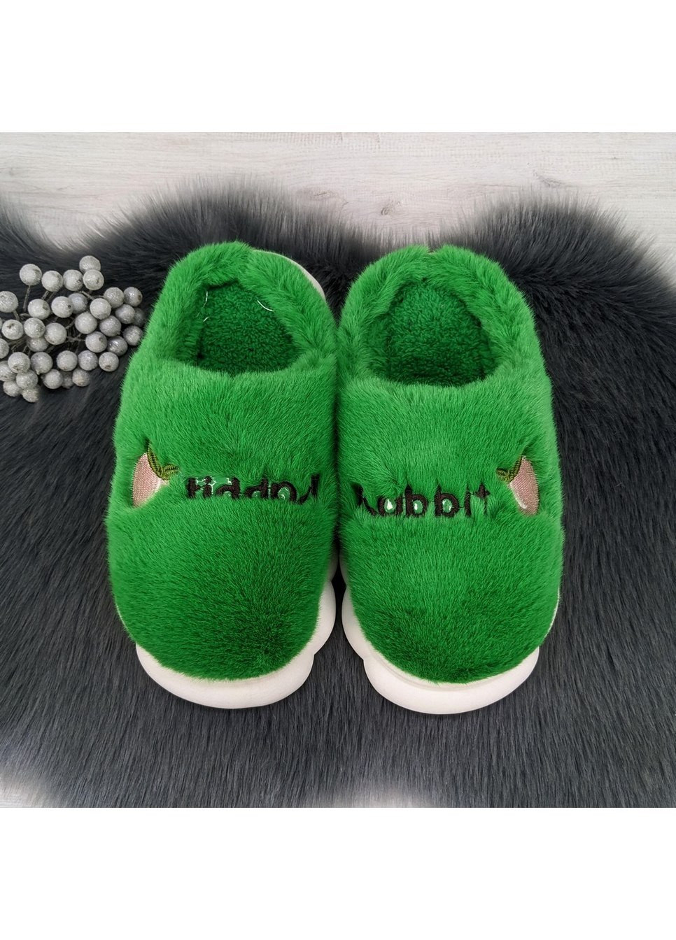 Тапочки жіночі пухнасті на хутрі на платформі Lion (260551972)