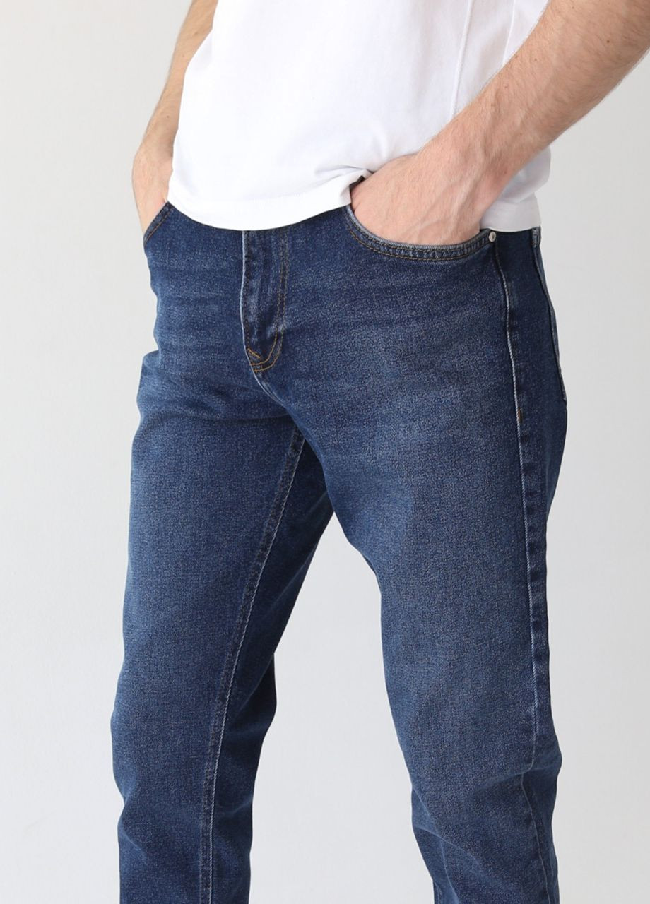 Синие демисезонные мом фит джинсы мужские синие тертые мом длина MOM Davito