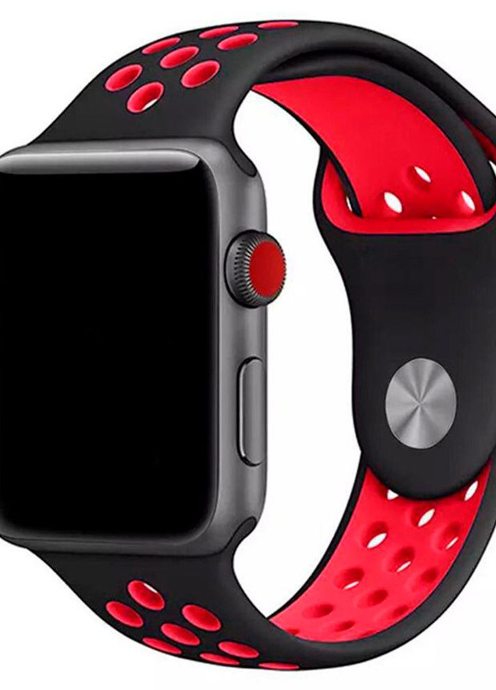 Силиконовый ремешок с перфорацией для Apple Watch 38/40/41 mm Черно-красный No Brand (260596664)