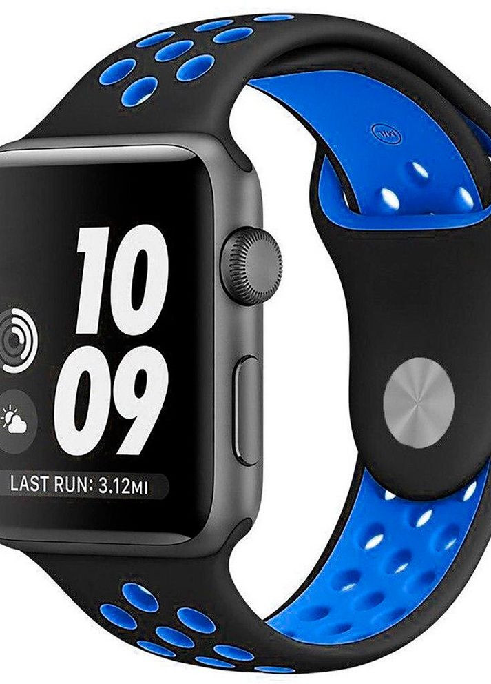 Силиконовый ремешок с перфорацией для Apple Watch 38/40/41 mm Черно-синий No Brand (260596663)