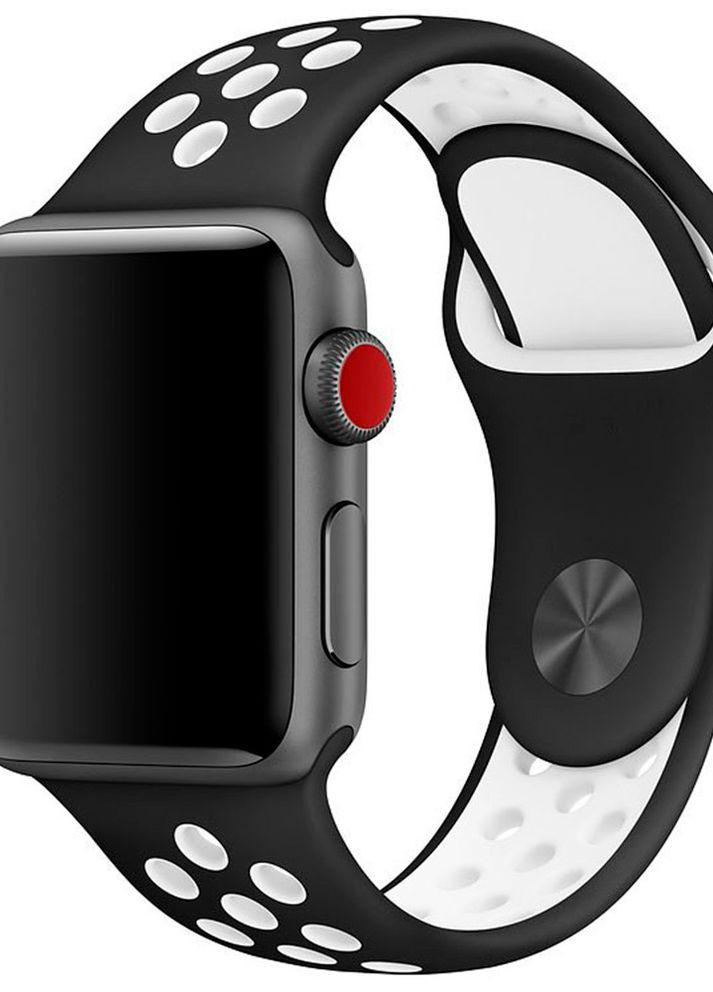 Силиконовый ремешок с перфорацией для Apple Watch 42/44/45/49 mm Черно-белый No Brand (260596659)