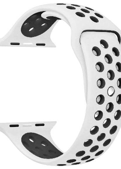 Силиконовый ремешок с перфорацией для Apple Watch 38/40/41 mm Бело-черный No Brand (260596693)