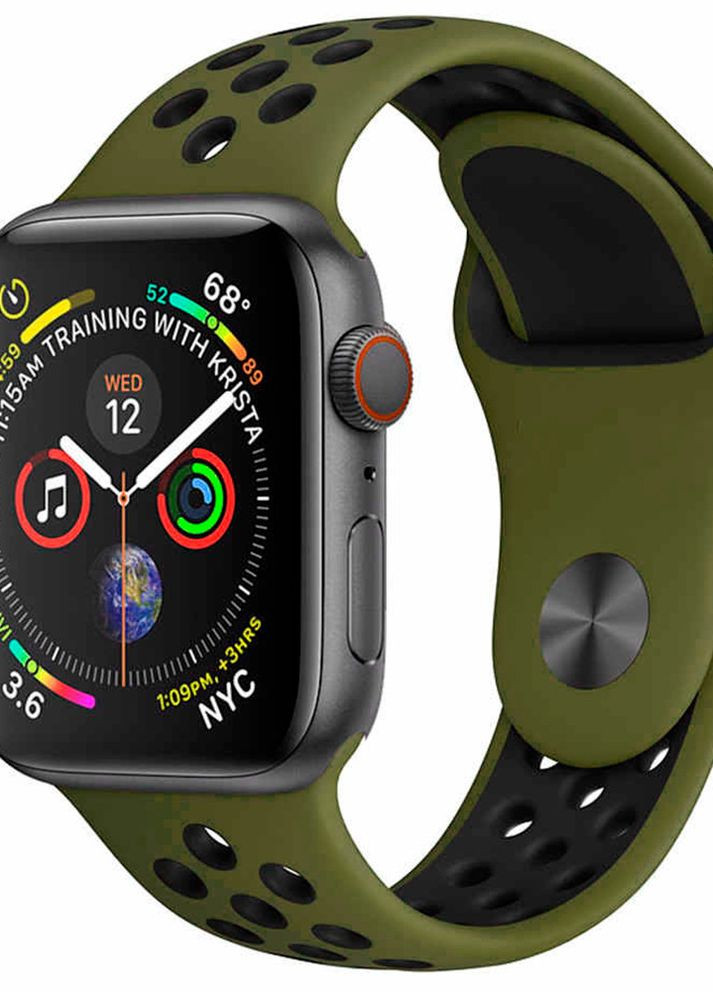 Силиконовый ремешок с перфорацией для Apple Watch 38/40/41 mm Хаки-черный No Brand (260596672)