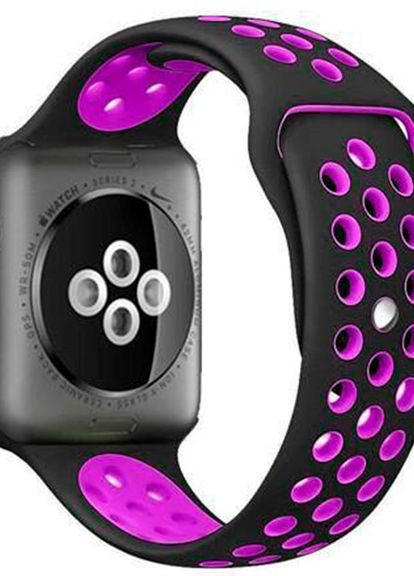 Силиконовый ремешок с перфорацией для Apple Watch 38/40/41 mm Черно-фиолетовый No Brand (260596779)