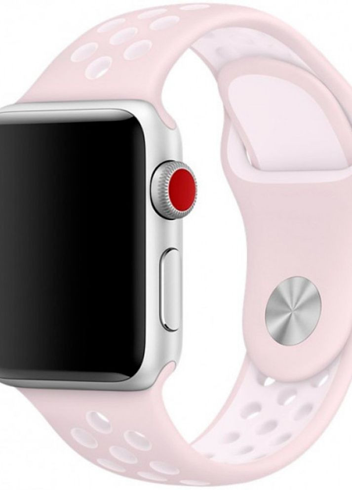 Силіконовий ремінець з перфорацією для Apple Watch 42/44/45/49 mm Світло-рожевий з білим No Brand (260596722)