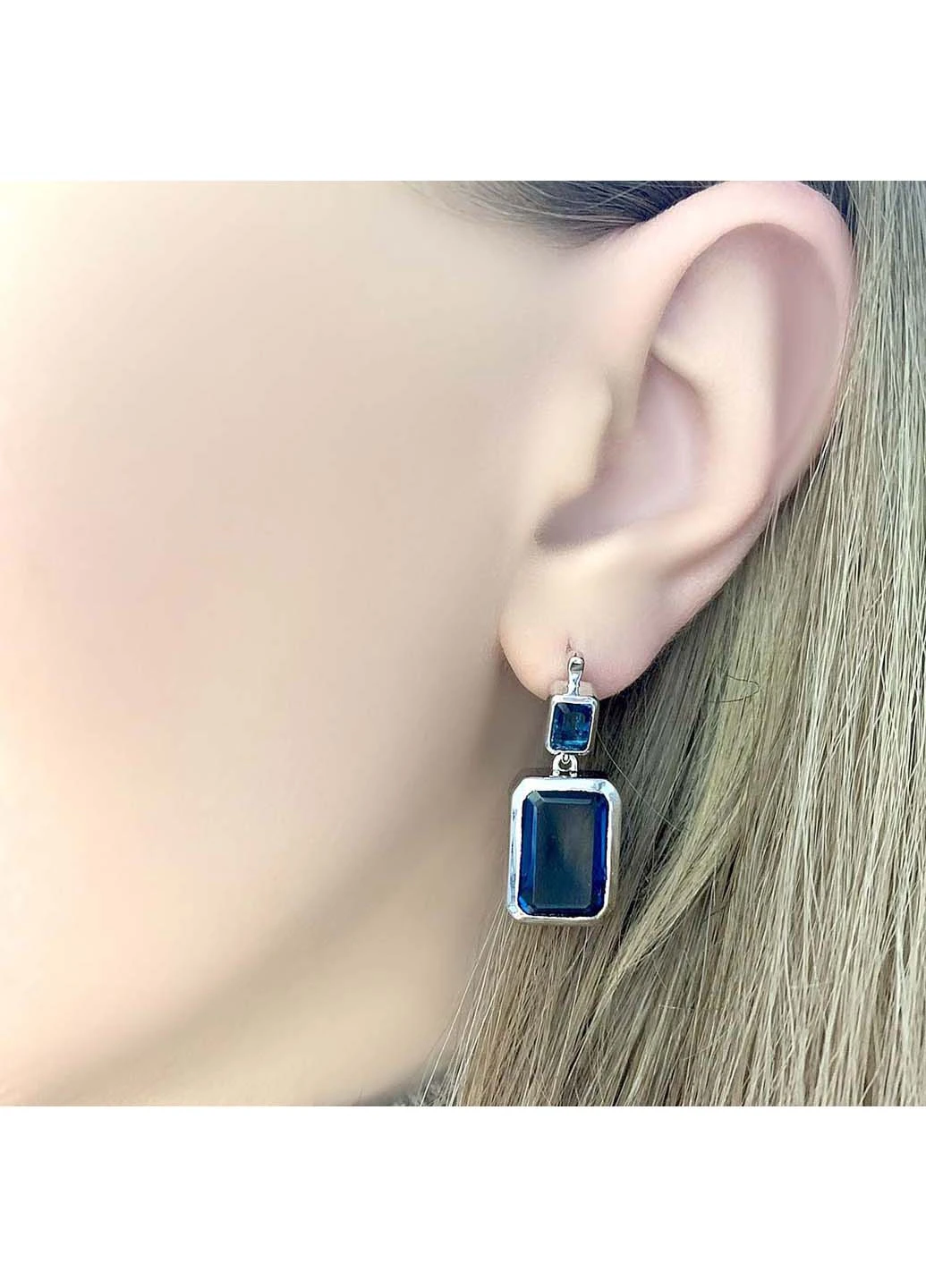 Срібні сережки з натуральним топазом Лондон Блю 12.74ct Silver Breeze (260537825)