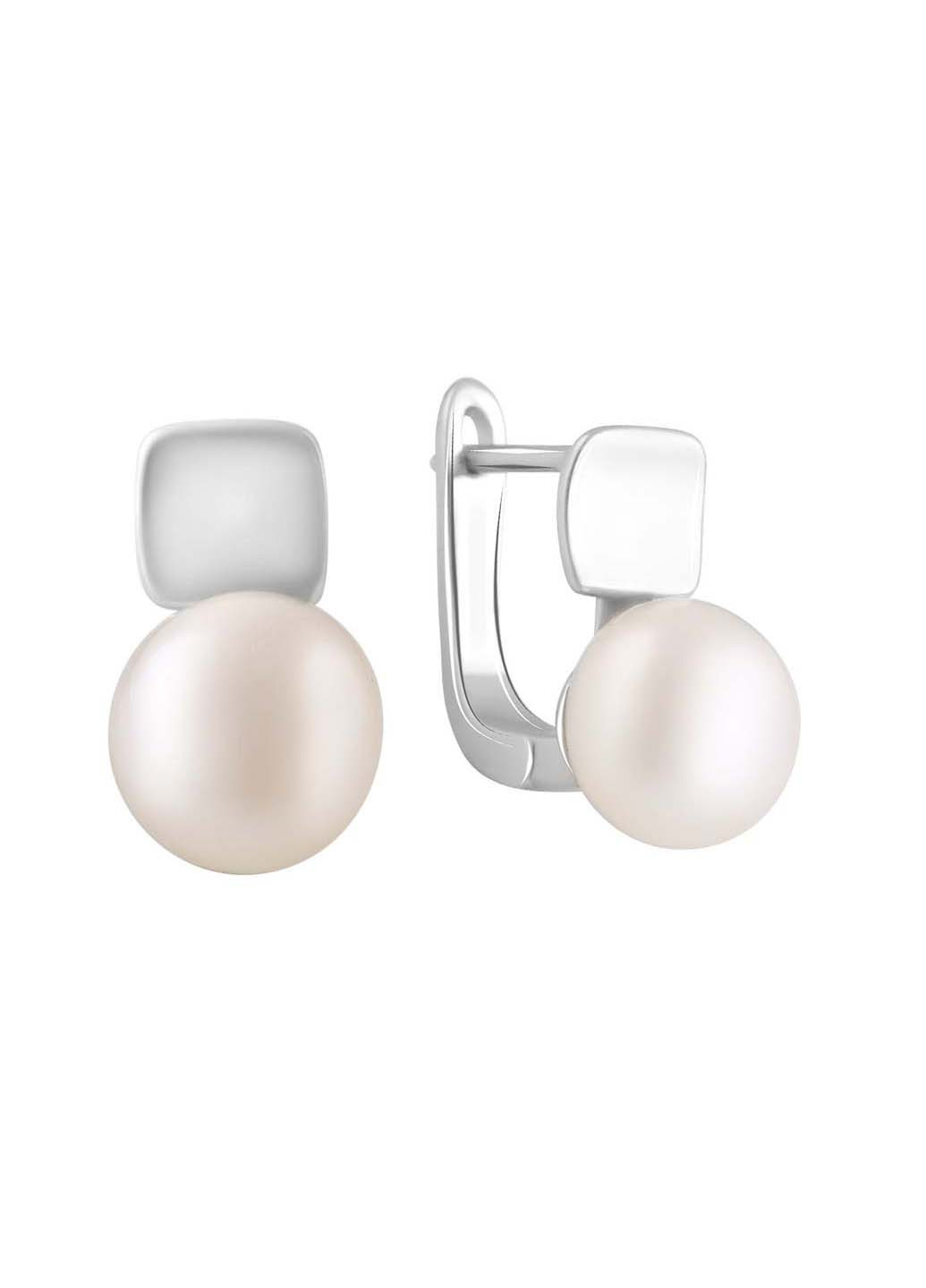 Срібні сережки з перлами і фіанітами Silver Breeze (260538169)