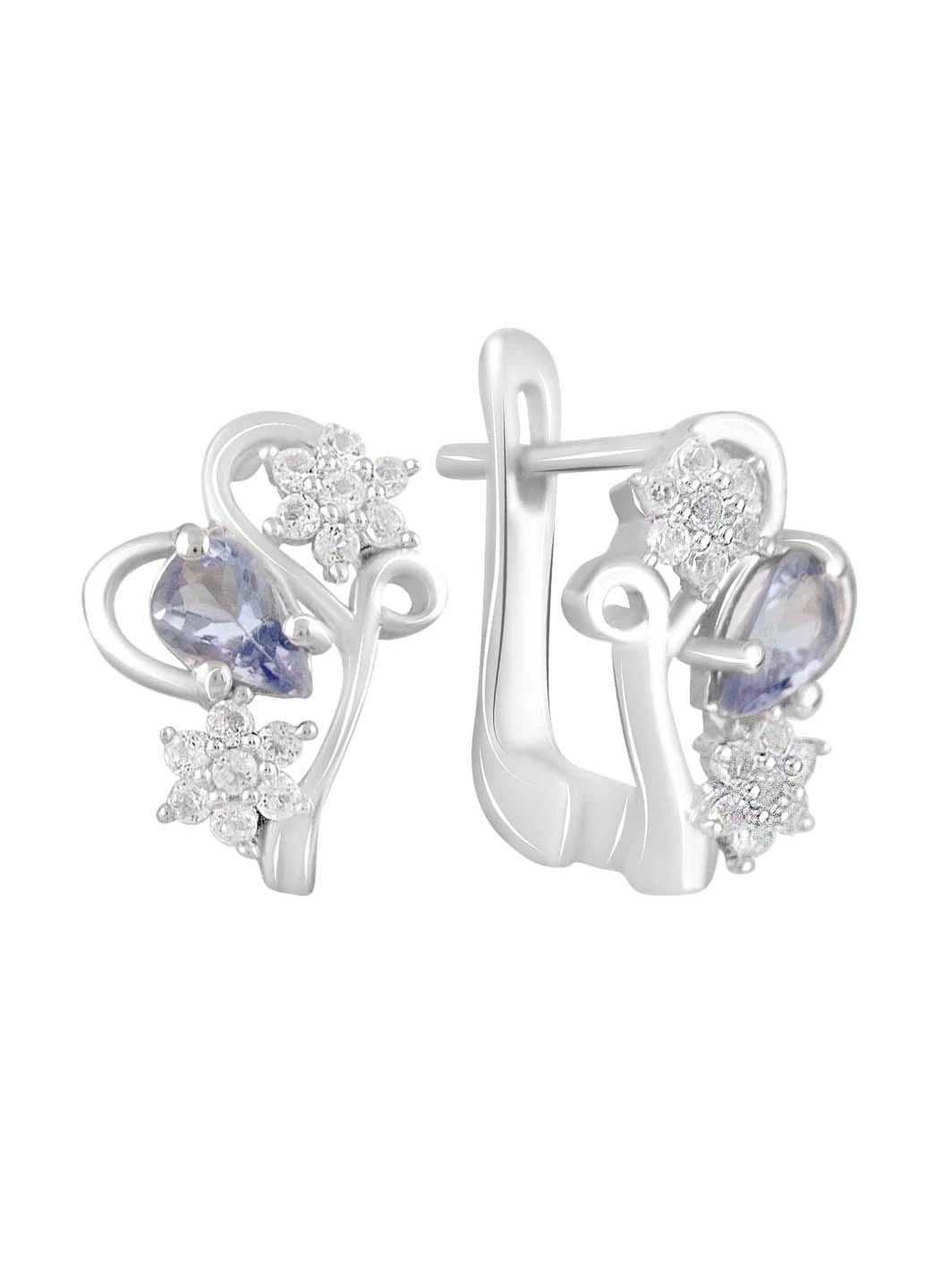 Срібні сережки з натуральним танзанітом 1.03ct. Silver Breeze (260537863)