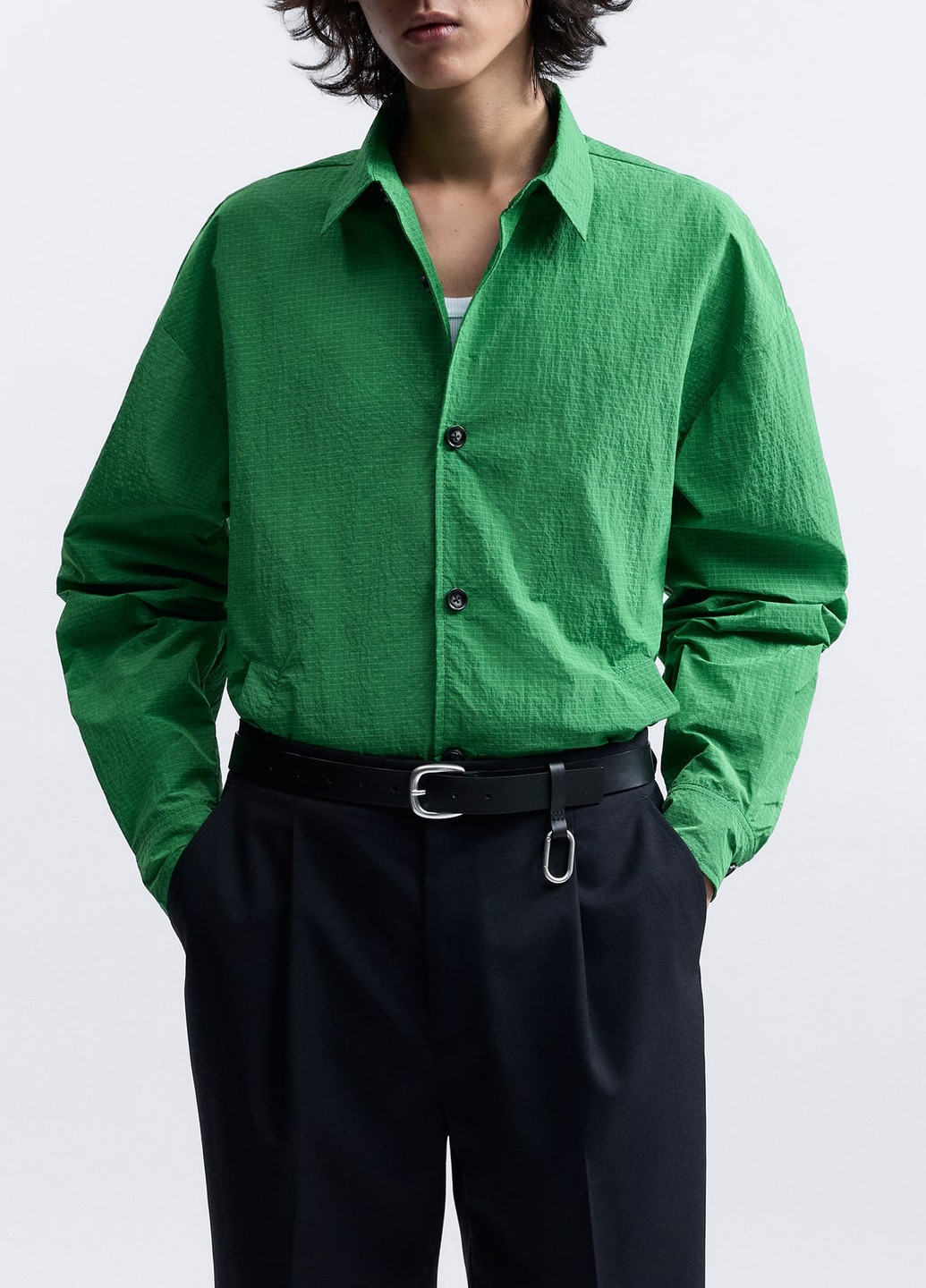 Зеленая классическая рубашка Zara