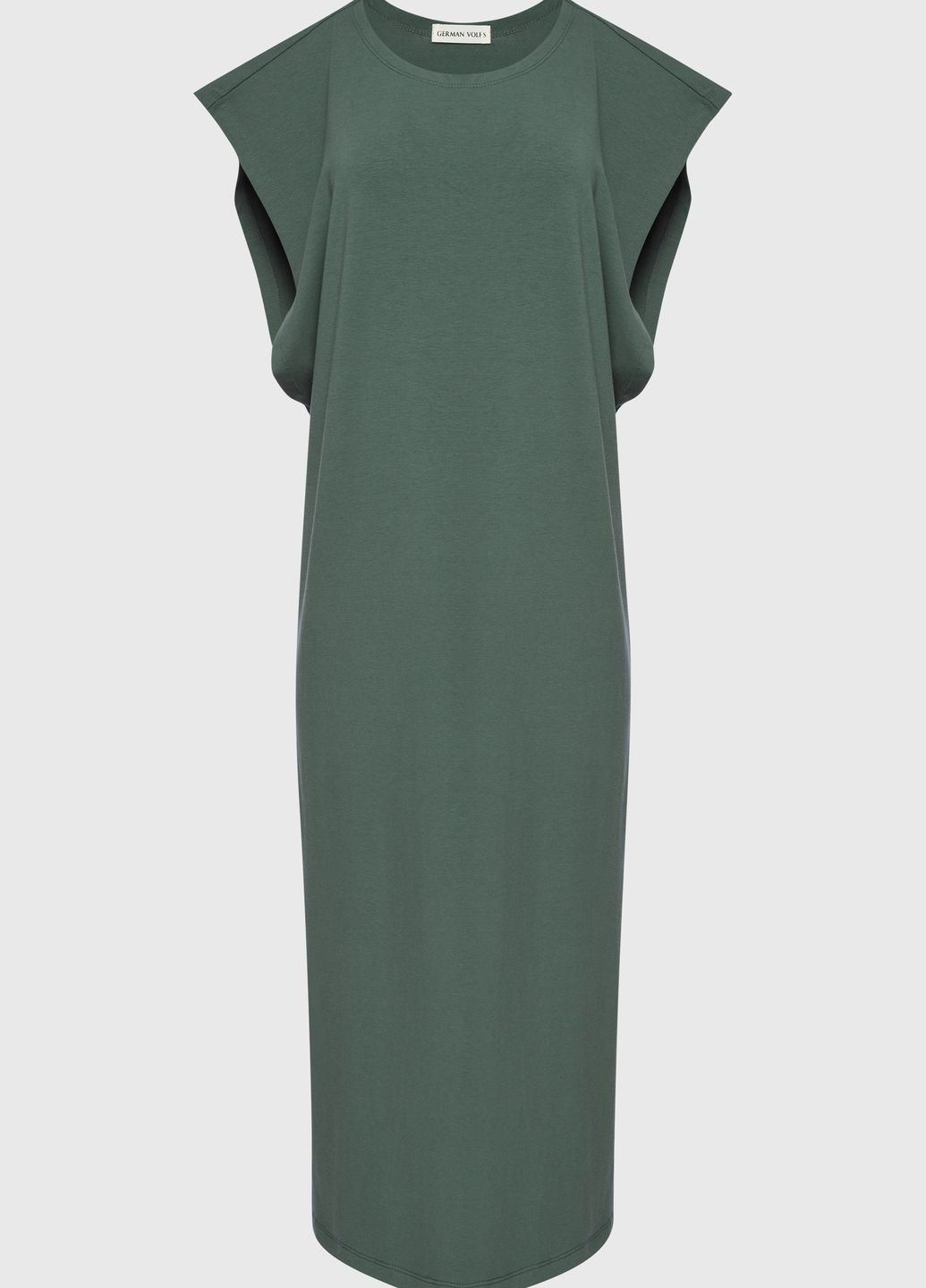 Зеленое кэжуал платье модаловое длинное платье-футболка German Volf однотонное