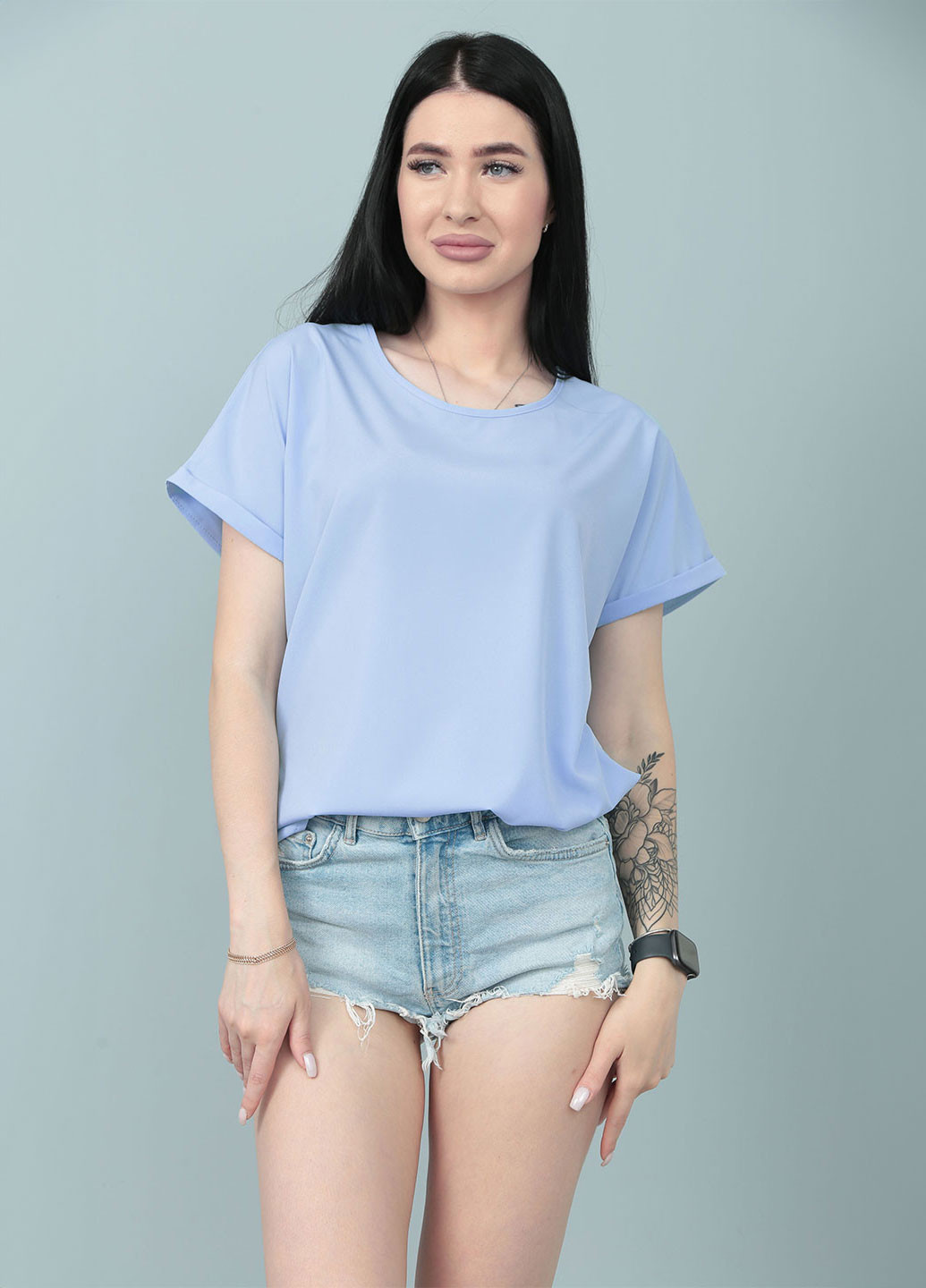 Голубая летняя летняя блузка-футболка Fashion Girl Moment