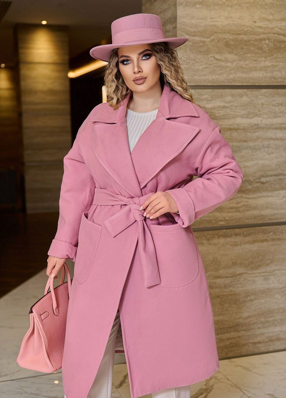 Розовое демисезонное Пальто кашемировое женское Liton