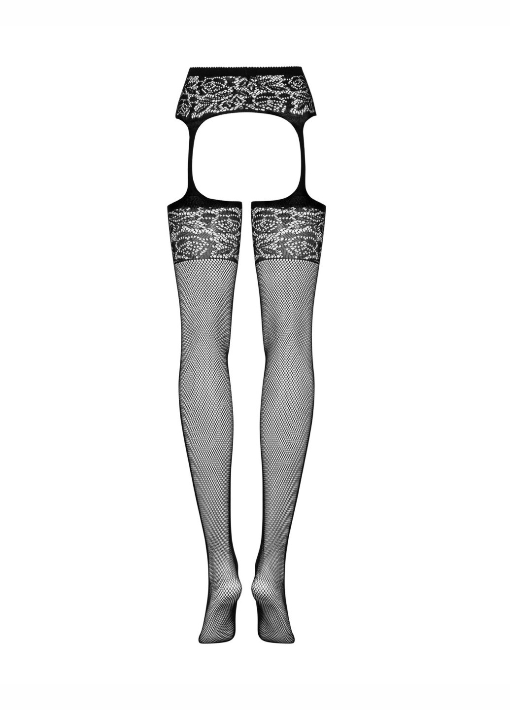Сітчасті панчохи-стокінги з імітацією гартерів Garter stockings S500S/M/L, чорні, з доступ Obsessive (260603119)