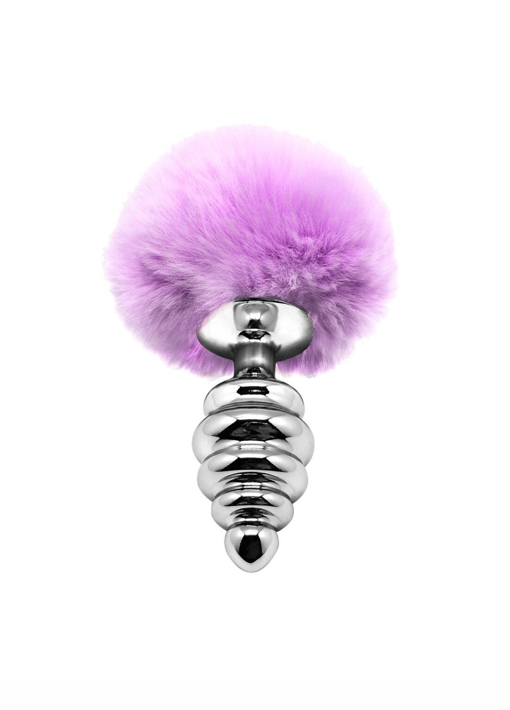 Металева анальна пробка Кролячий хвостик Fluffy Twist Plug M Purple, діаметр 3,4 см Alive (260603174)