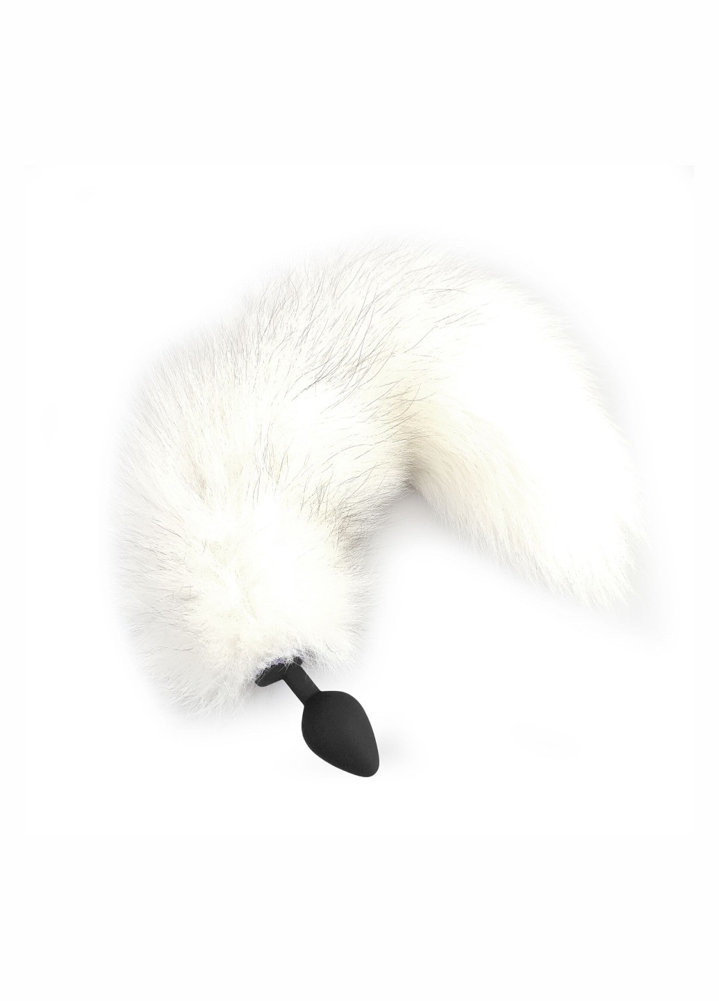 Силіконова анальна пробка з хвостом із натурального хутра Art of Sex size M White fox Magic Motion (260603222)
