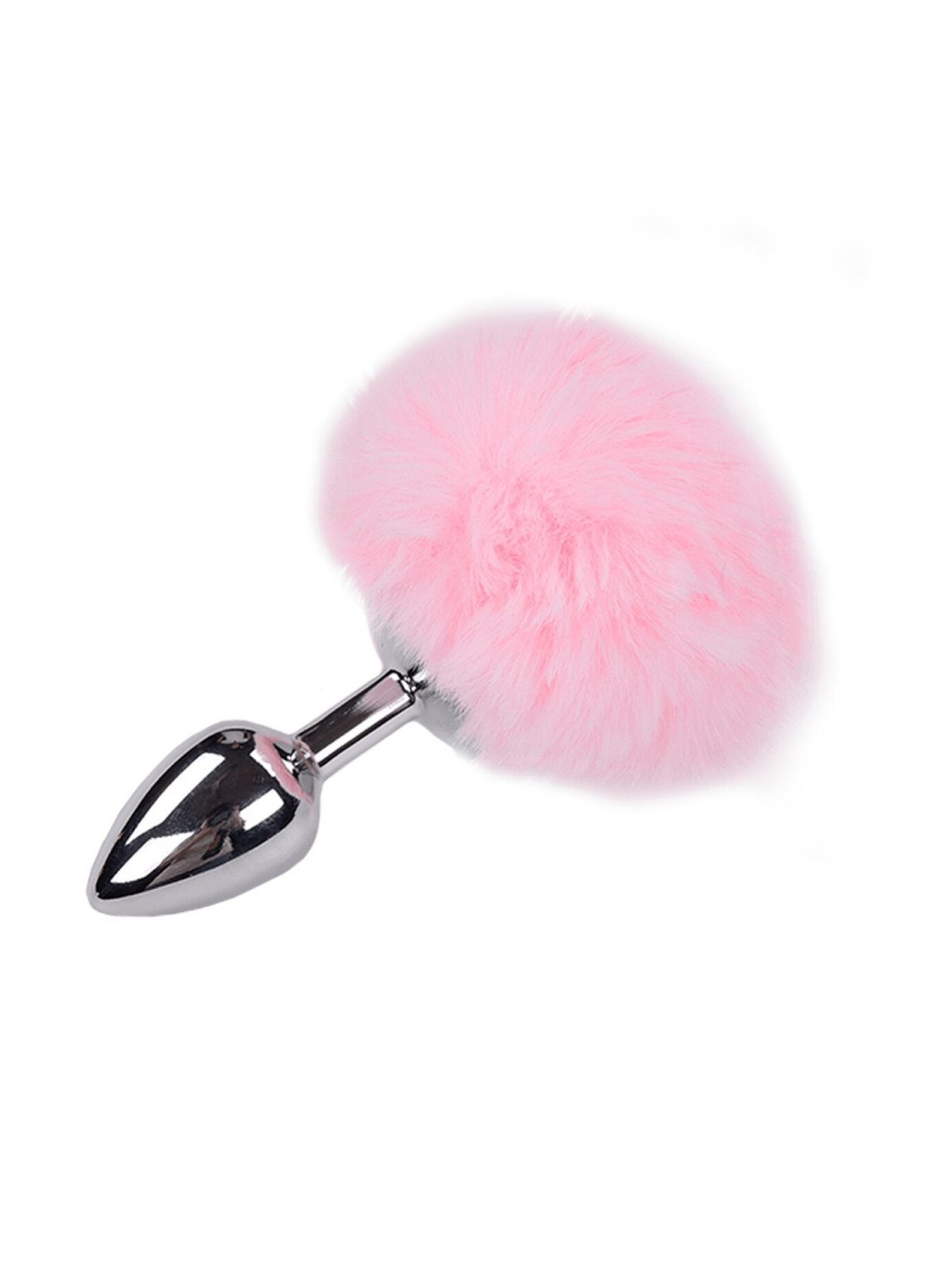 Металева анальна пробка Кролячий хвостик Alive Fluffy Plug S Pink, діаметр 2,8 см Satisfyer (260603206)