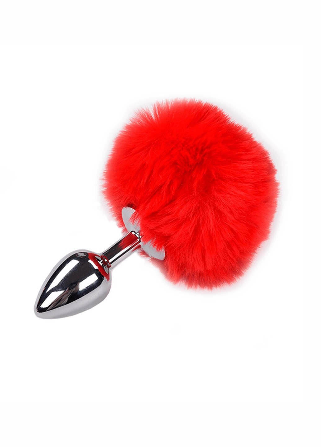 Металлическая анальная пробка Кроличий хвостик Alive Fluffy Plug S Red, диаметр 2,8 см Satisfyer (260603208)