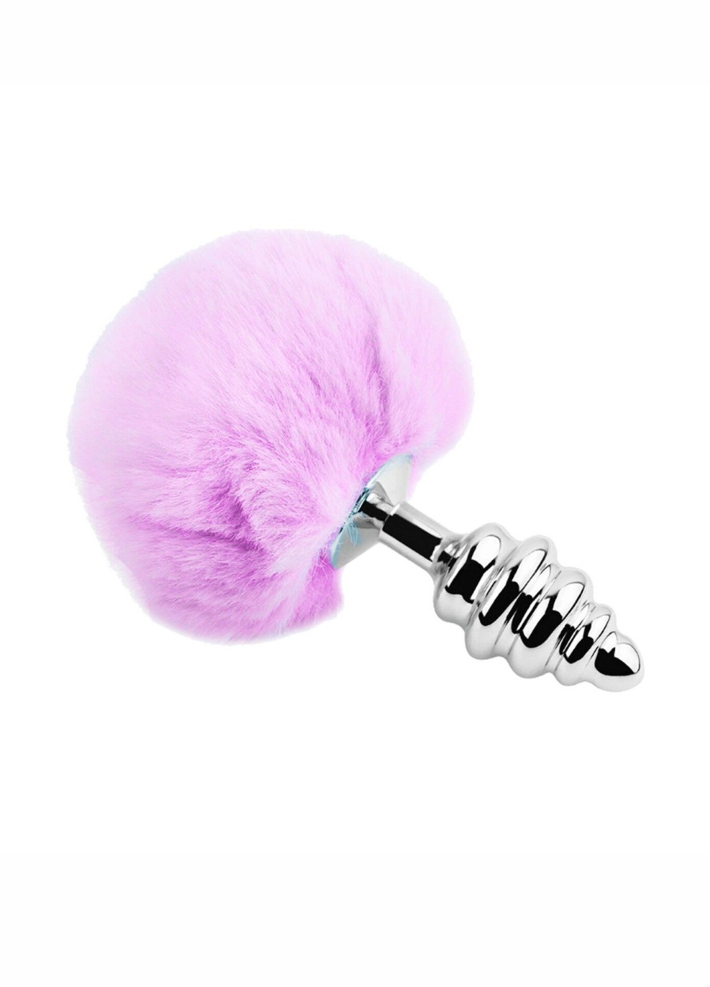 Металева анальна пробка Кролячий хвостик Alive Fluffy Twist Plug L Purple, діаметр 3,8 см MAI (260603238)