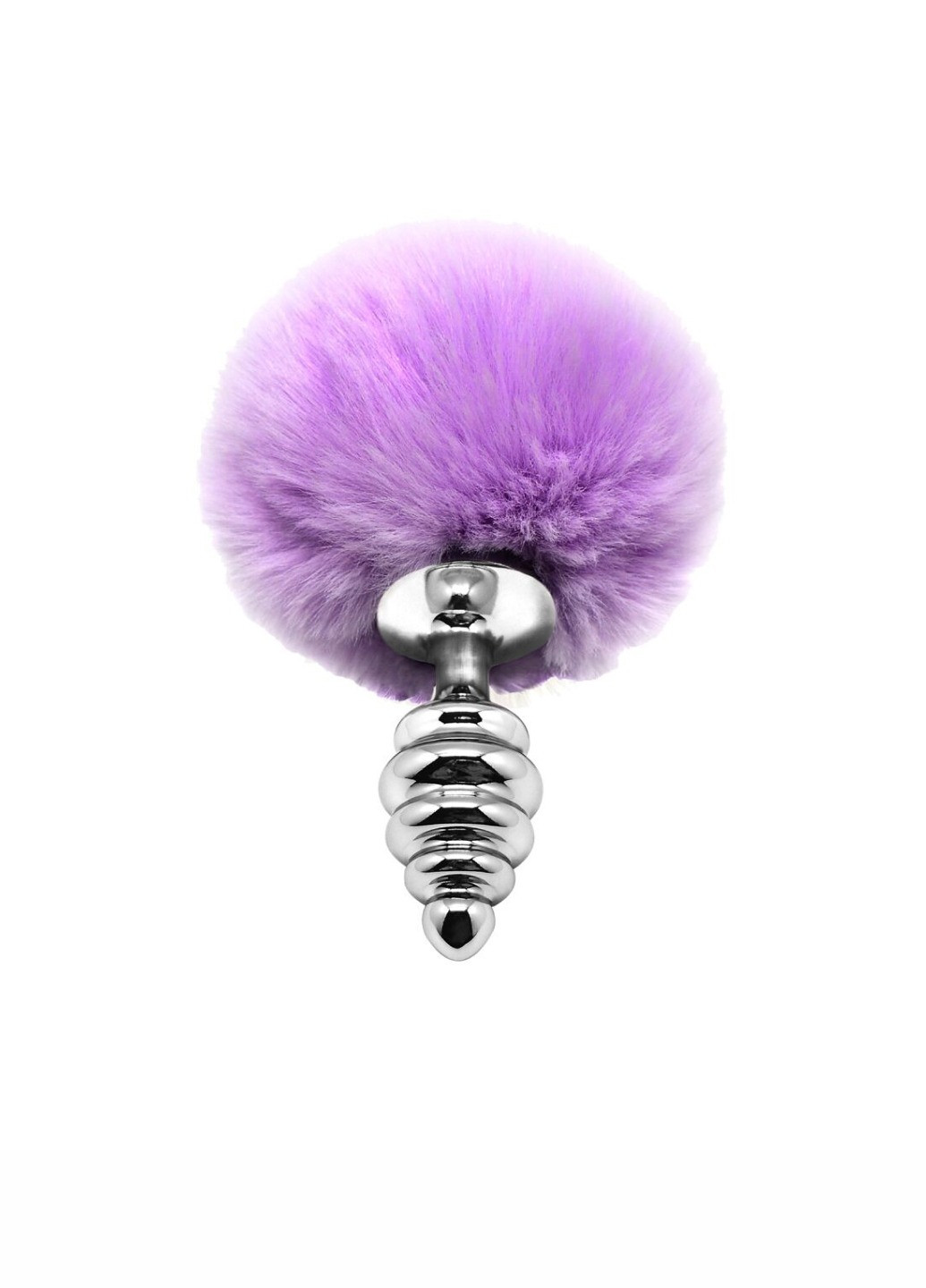 Металева анальна пробка Кролячий хвостик Fluffy Twist Plug S Purple, діаметр 2,9 см Alive (260603194)
