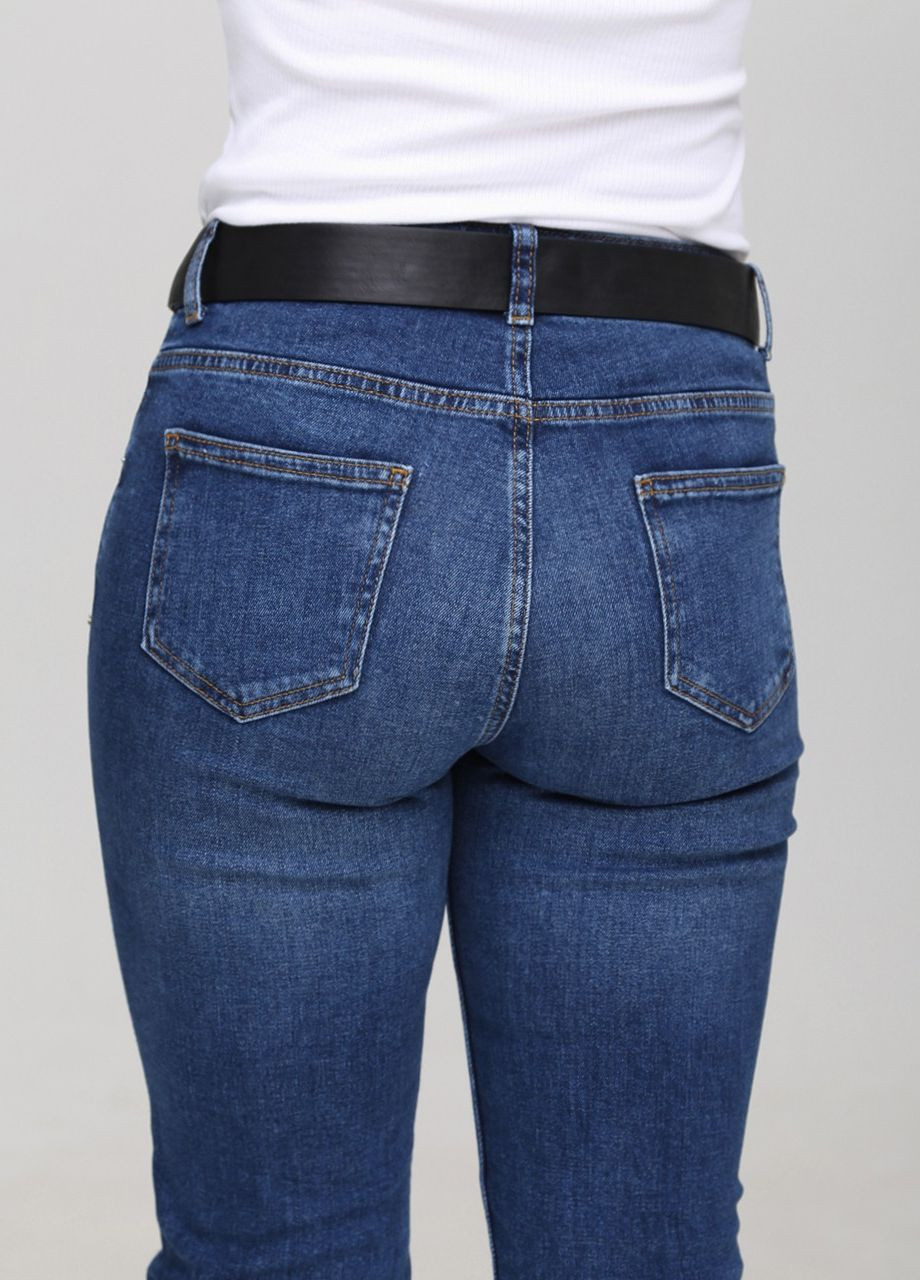 Джинсы женские темно-синие прямые большой размер длина Прямая Angelina Mara - (260617356)