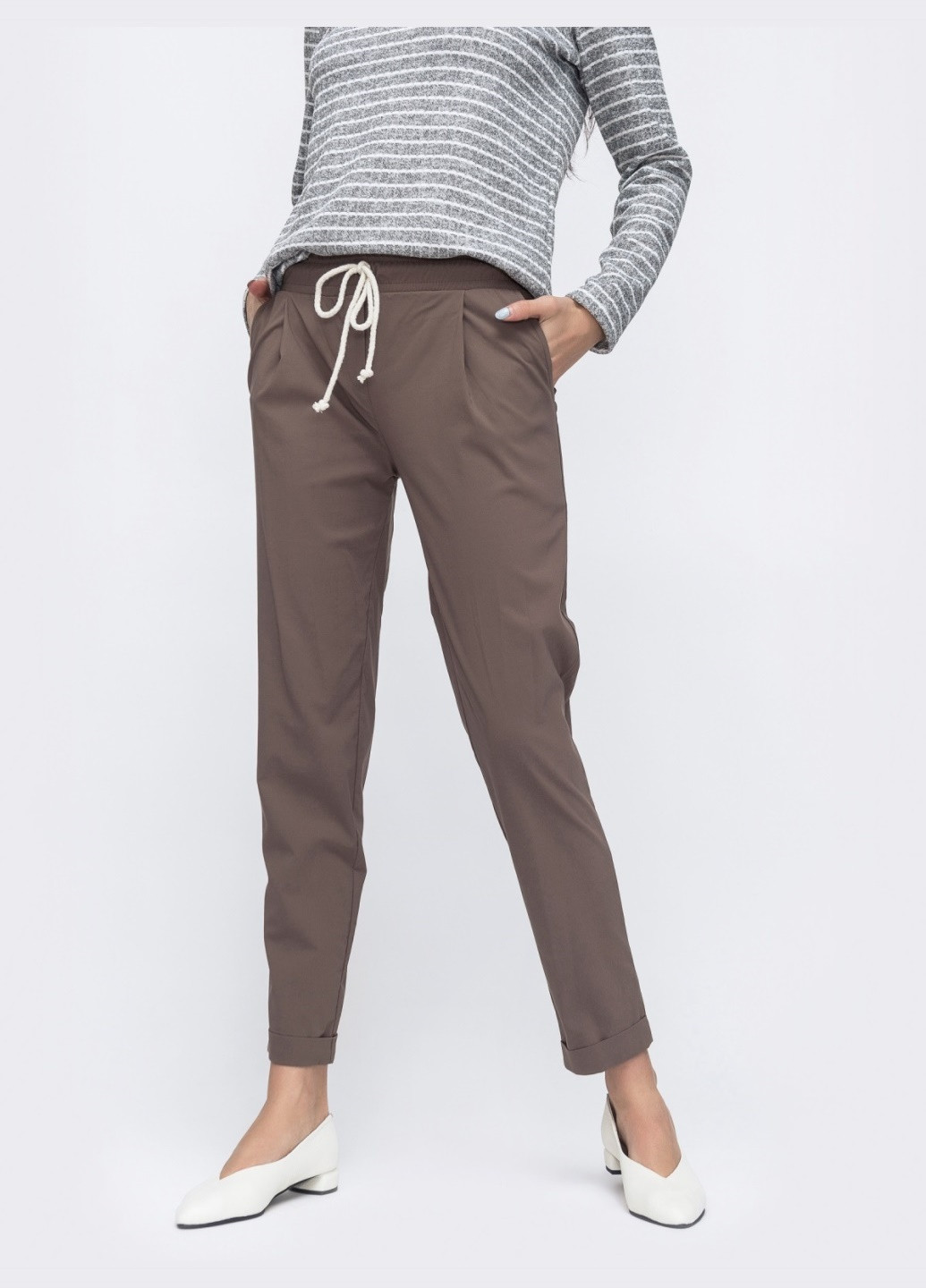 укороченные брюки со стандартной посадкой бежевые Dressa (260616801)