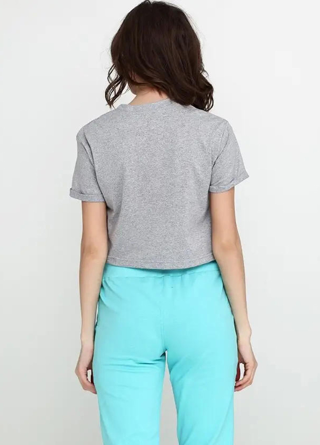 Світло-сіра літня жіноча укорочена футболка, топ Sport Line