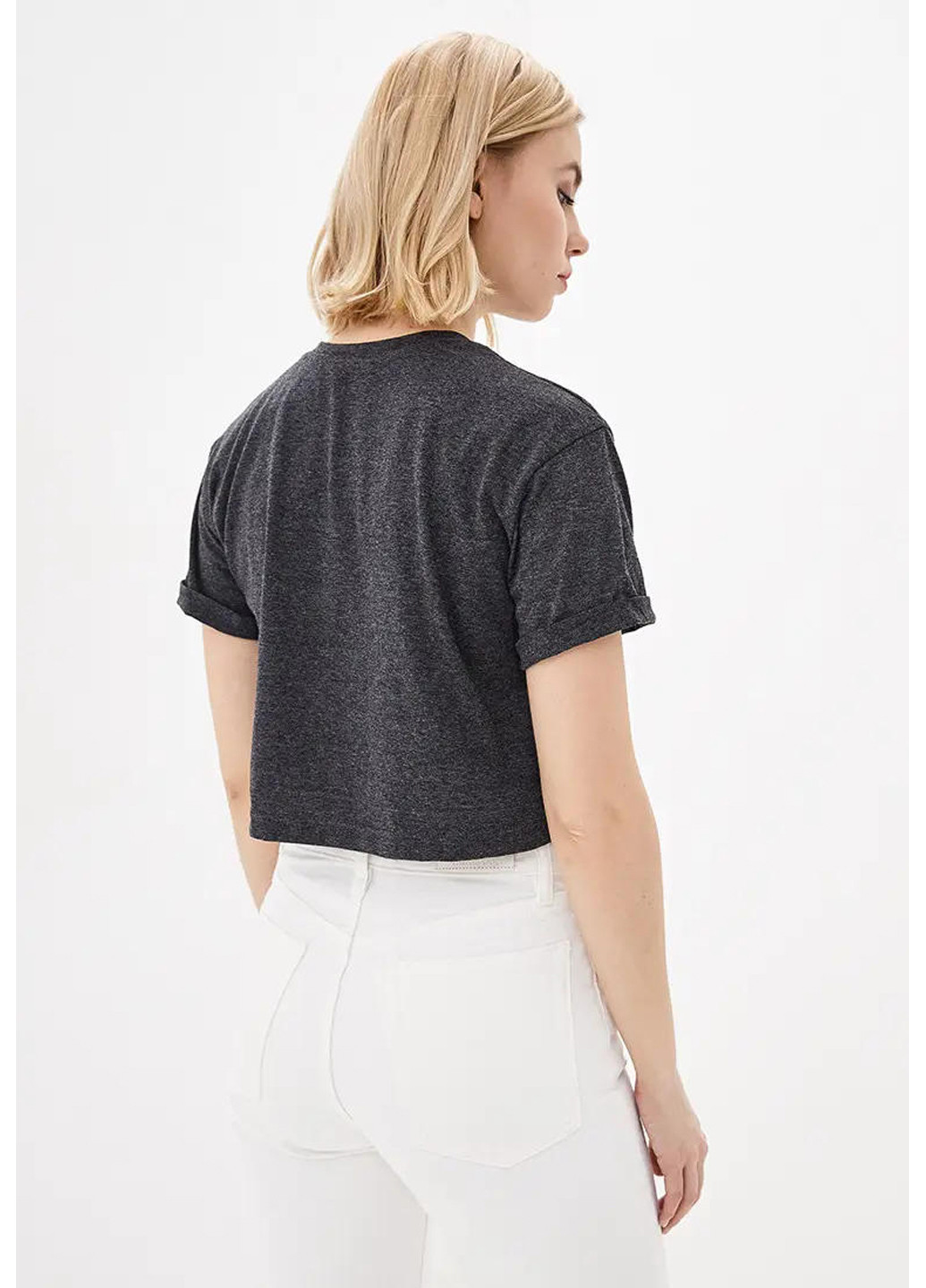 Темно-серая летняя женская укороченная футболка, топ Sport Line