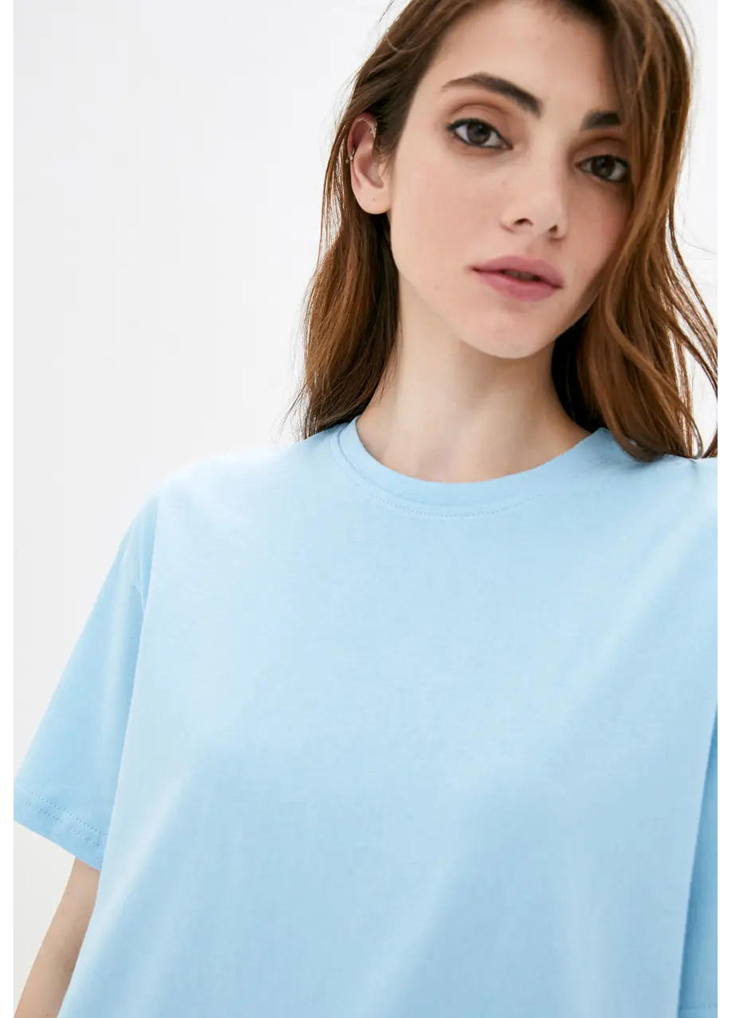 Блакитна літня жіноча футболка в стилі оверсайз. Sport Line