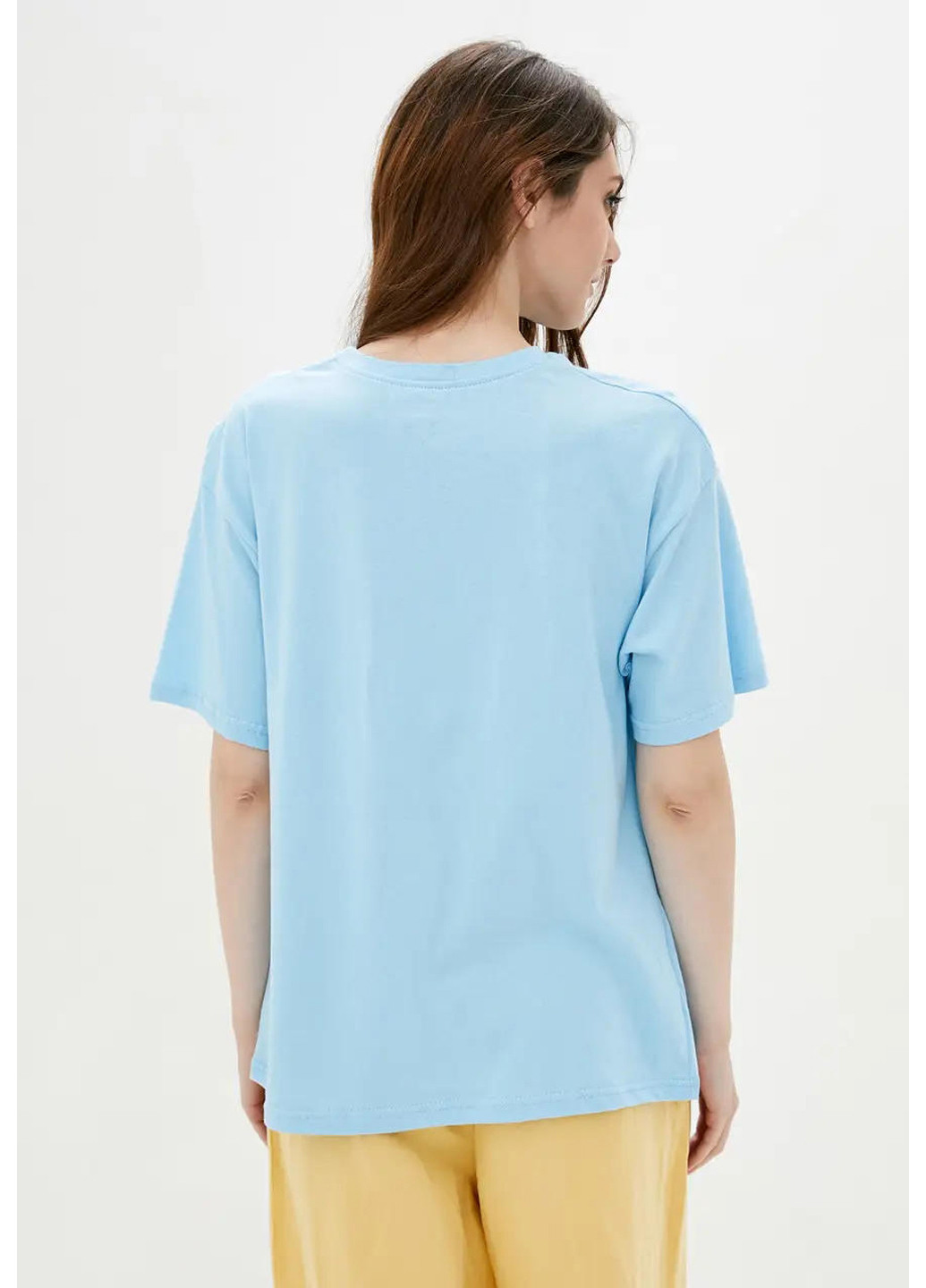 Голубая летняя женская футболка в стиле оверсайза. Sport Line