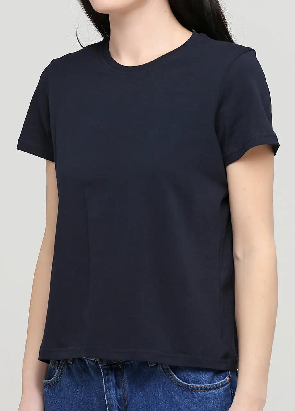 Темно-синяя летняя женская футболка, стрейч-кулир. Sport Line