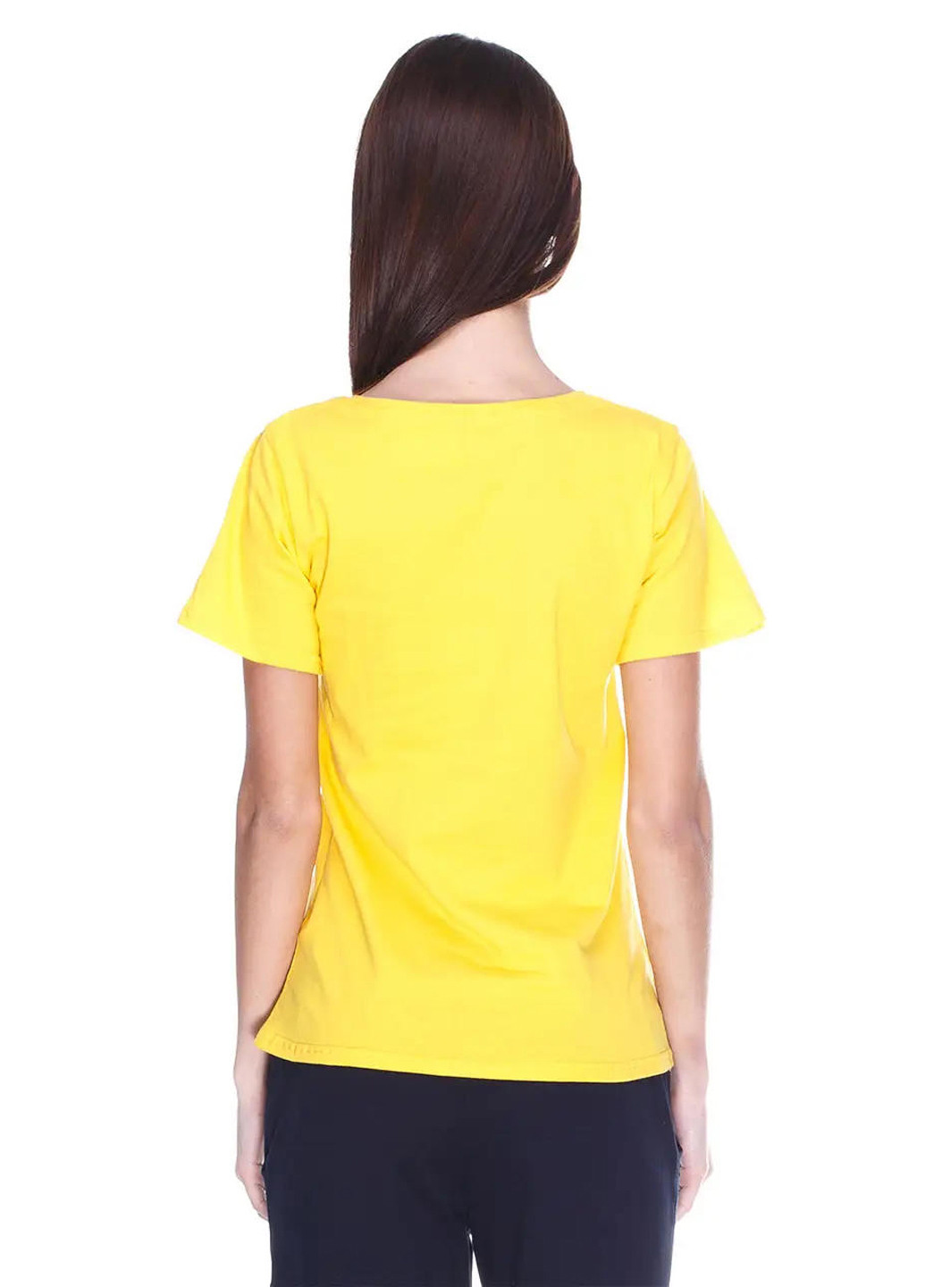 Желтая летняя женская футболка классическая Sport Line