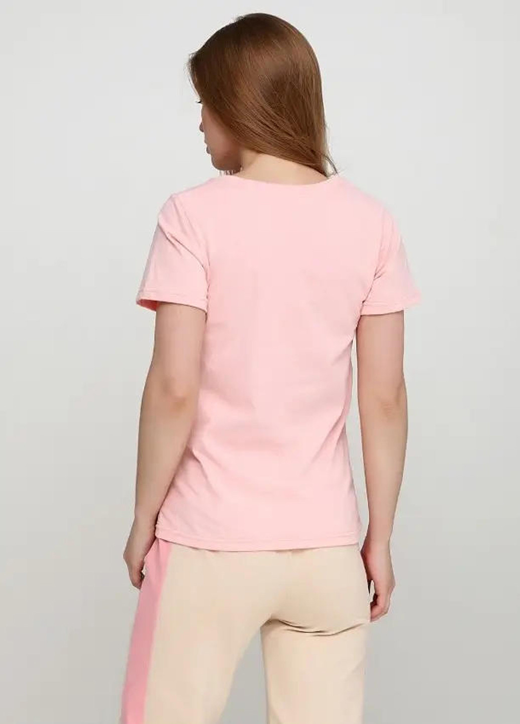 Персиковая летняя женская футболка классическая Sport Line