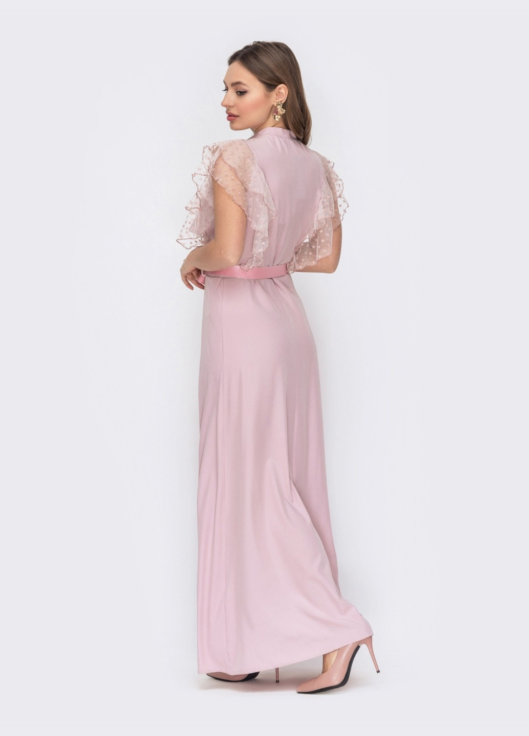 Рожева рожеве плаття з коміром-аскот і рукавом "крильце" Dressa