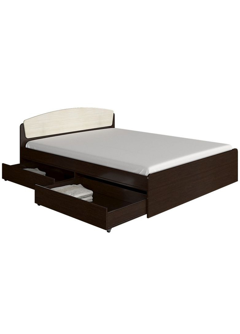 Двоспальне ліжко Асторія з двома ящиками 160х200 см венге + дуб молочний (EVR-2488) Еверест (260623637)