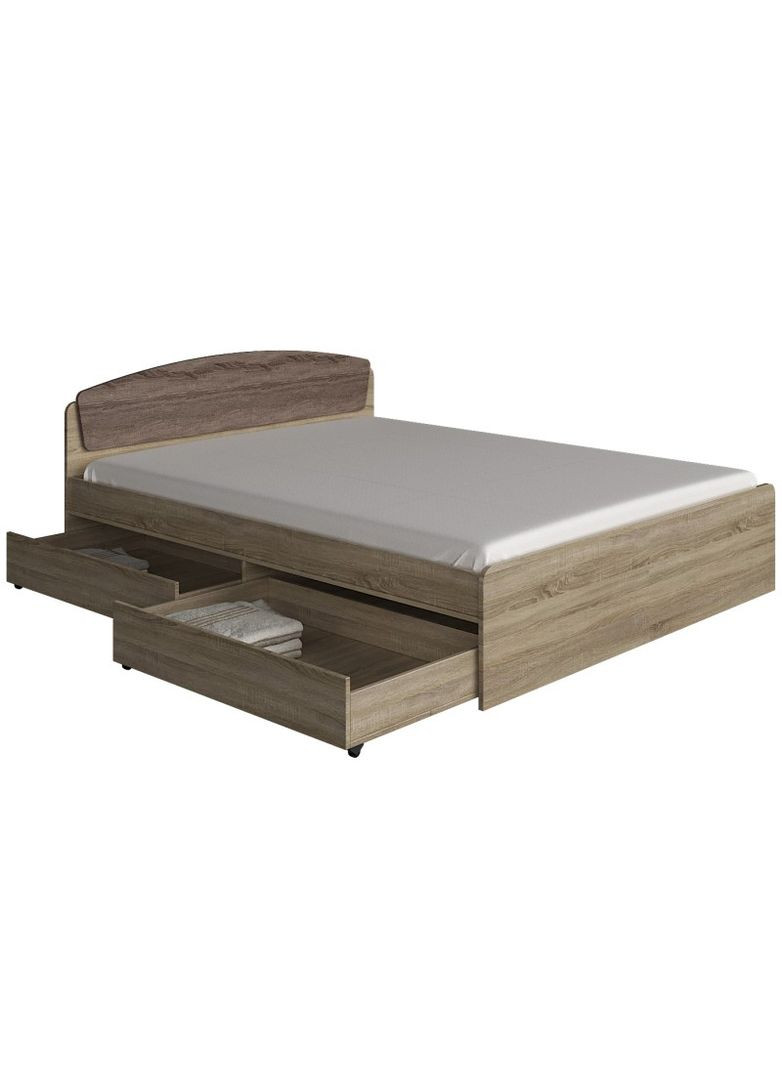 Двуспальная кровать Эверест Астория с двумя ящиками 160х200 см сонома + трюфель (EVR-2489) Еверест (260623620)