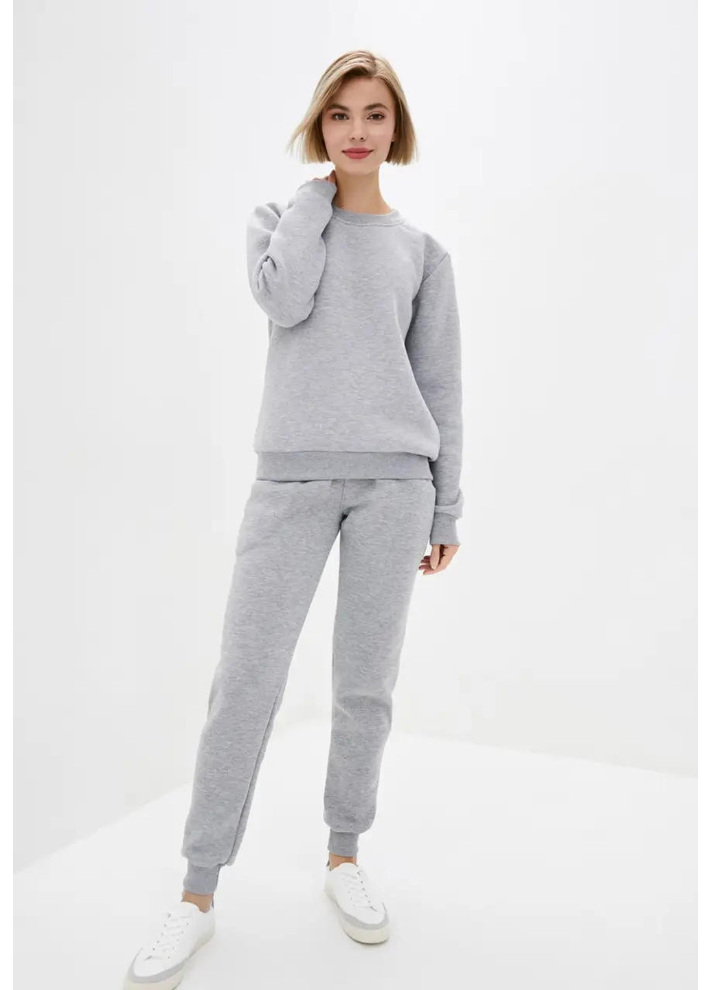 Светло-серый женский свитшот на флисе Sport Line однотонный (260631538)