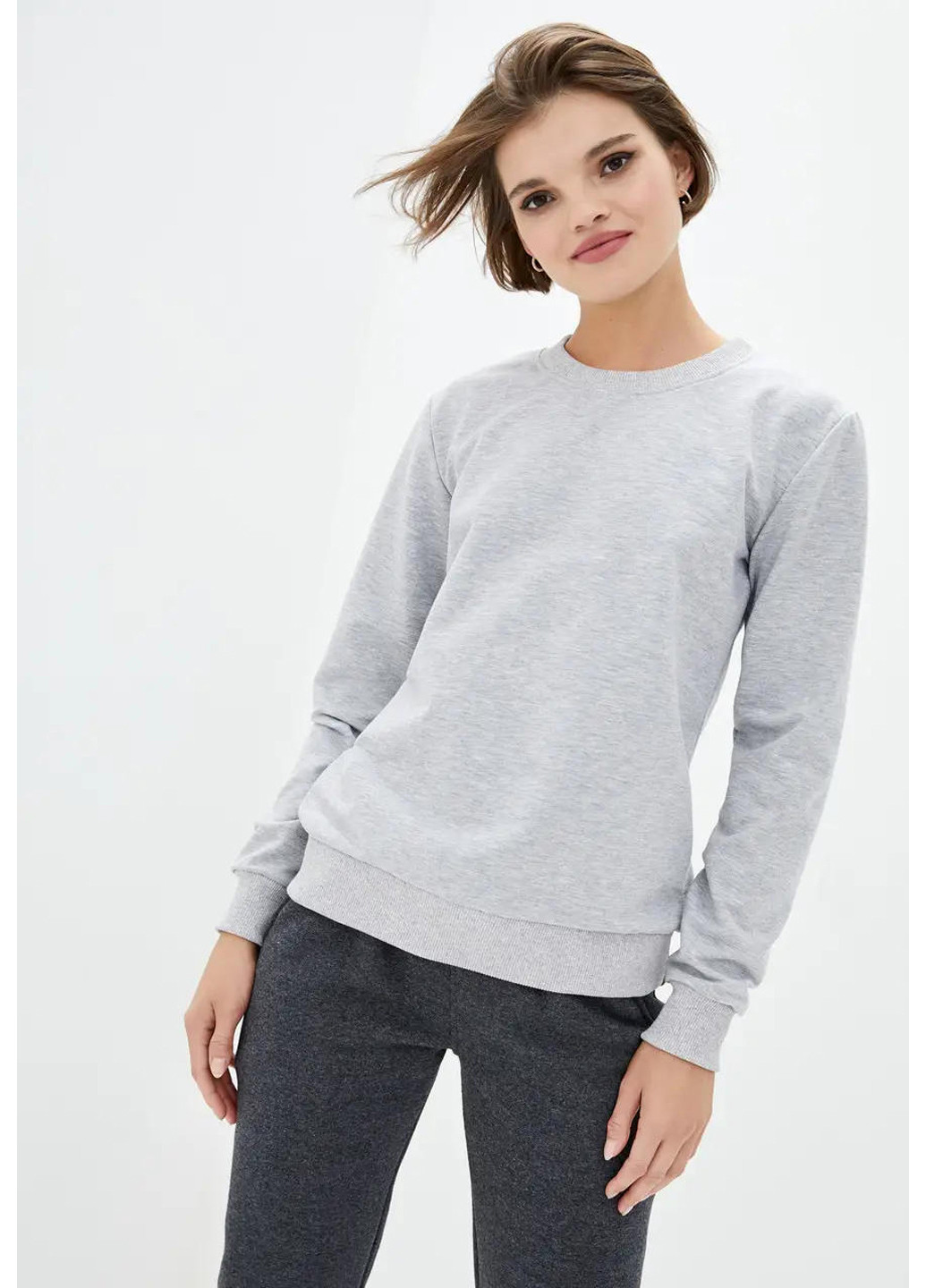Светло-серый свитшот женский, тонкий Sport Line однотонный (260631452)