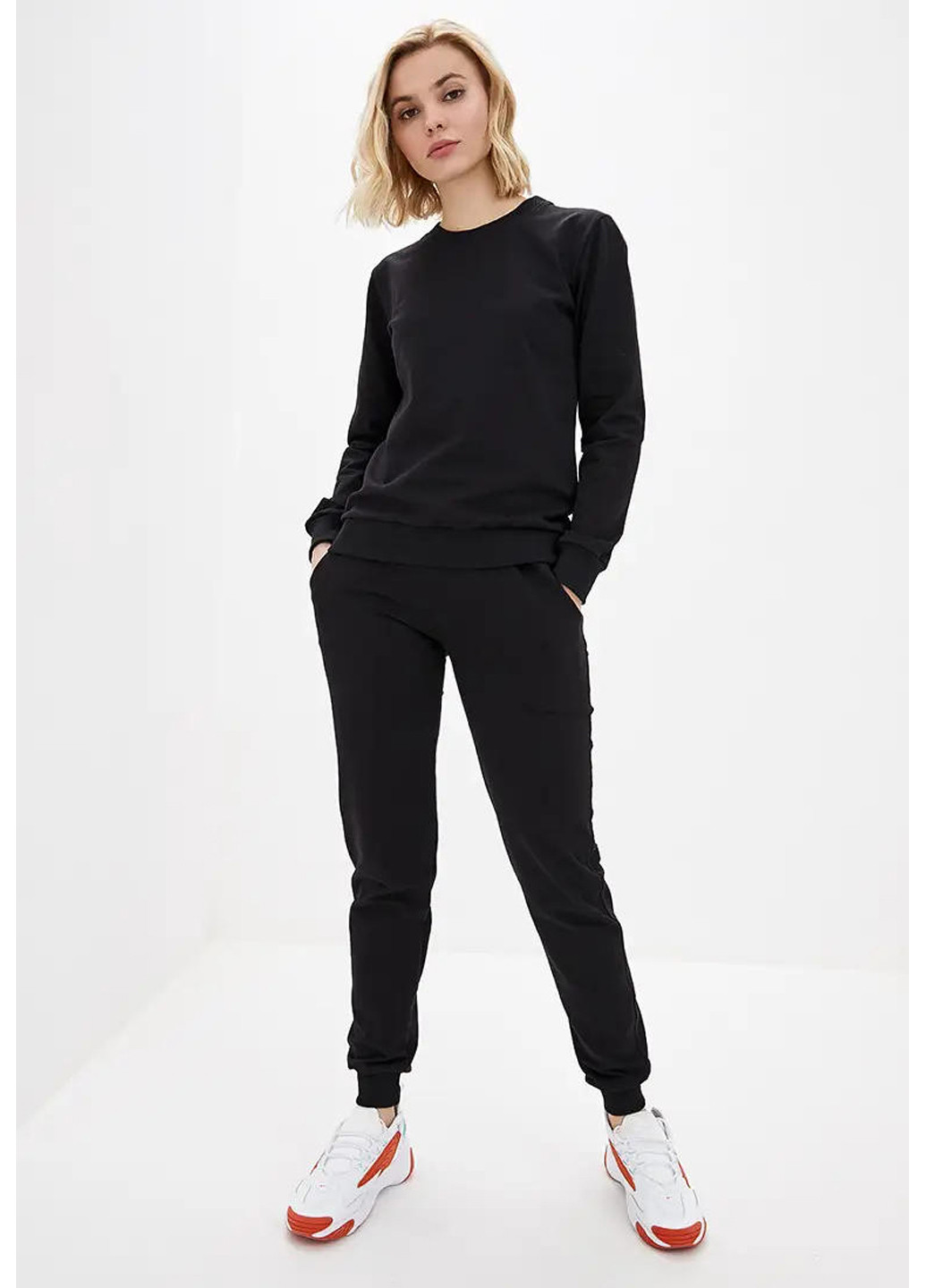 Черный свитшот женский, тонкий Sport Line однотонный (260631508)