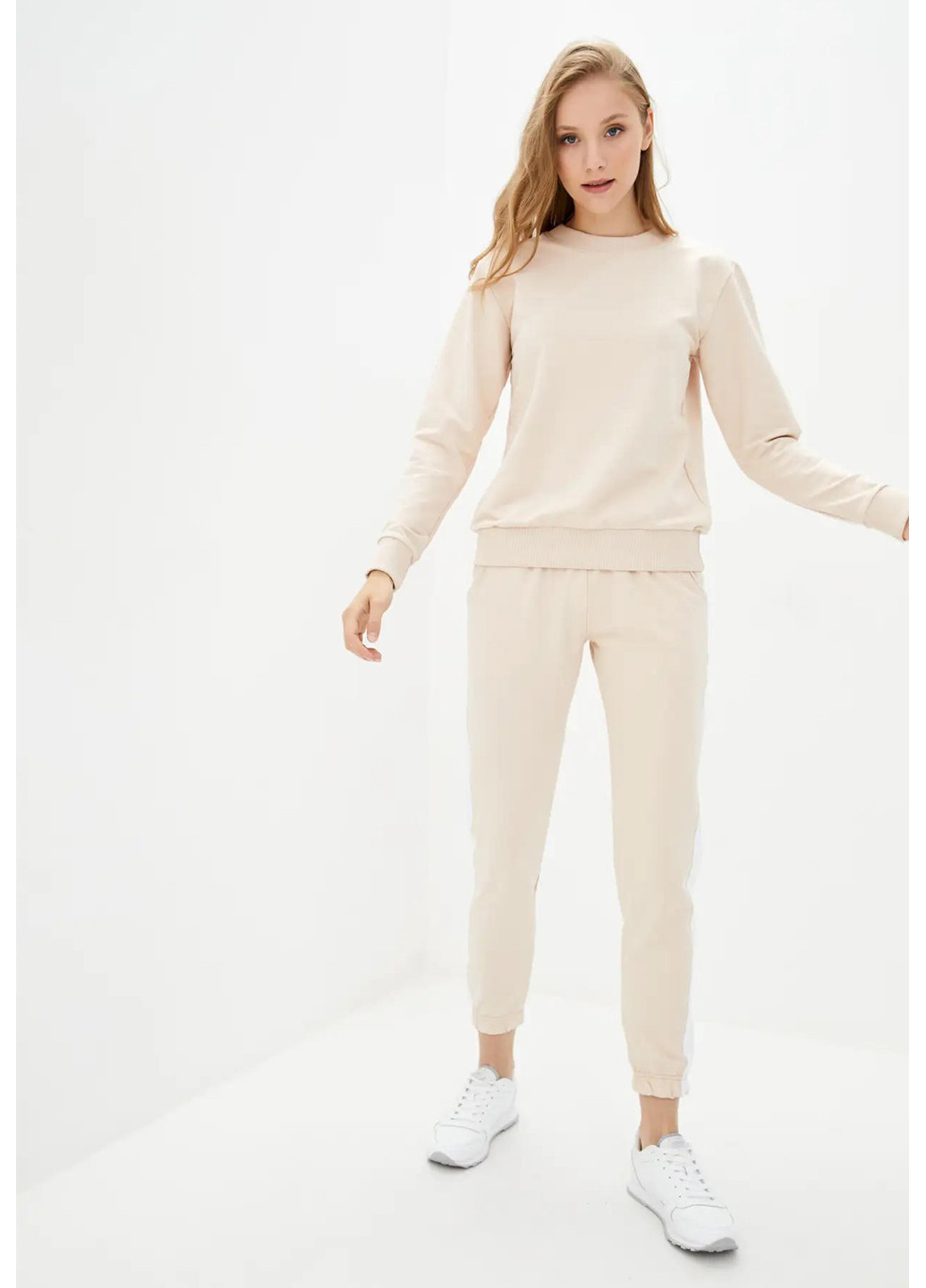 Бежевий світшот жіночий, тонкий Sport Line однотонний (260631546)