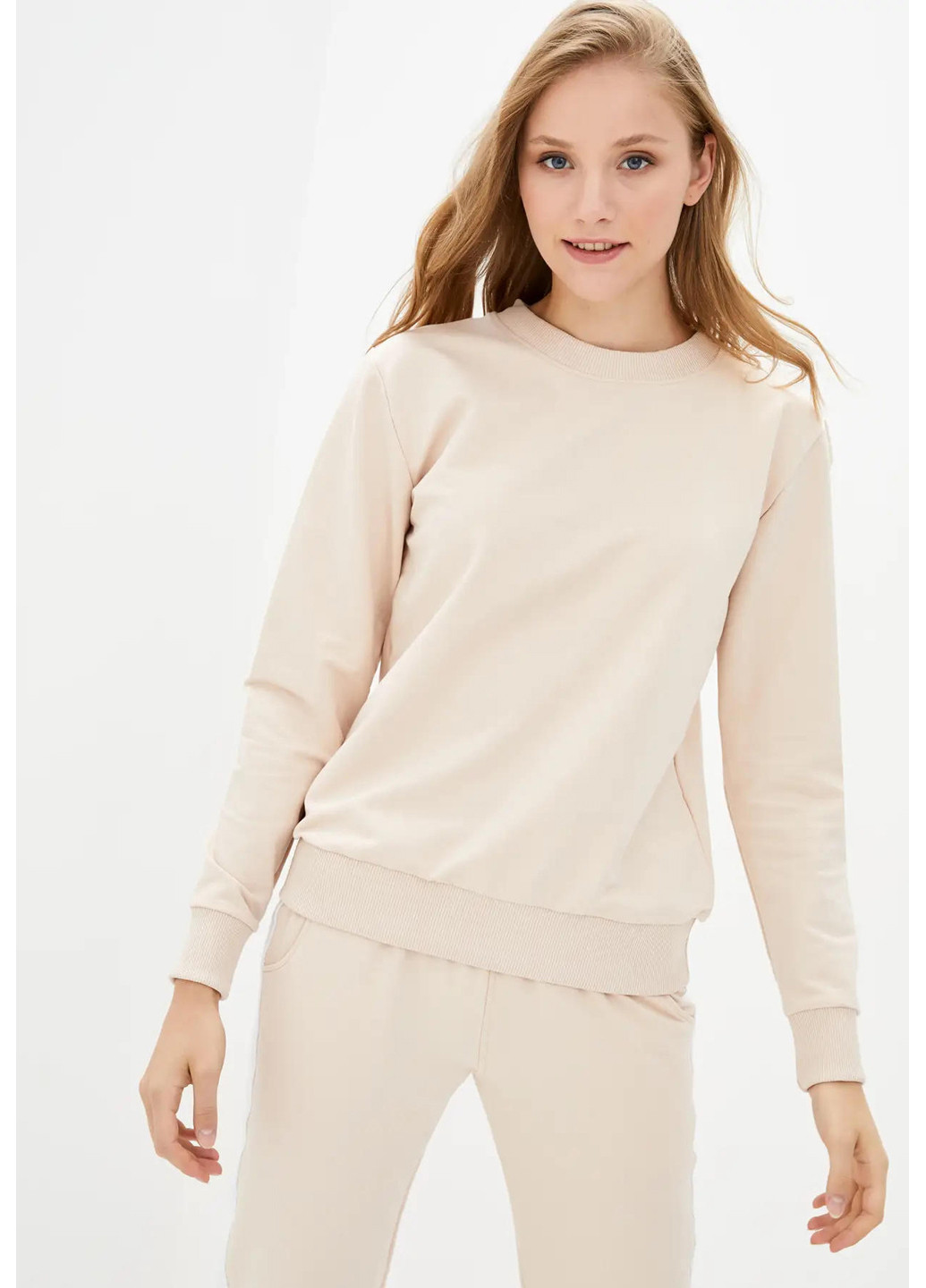 Бежевий світшот жіночий, тонкий Sport Line однотонний (260631546)