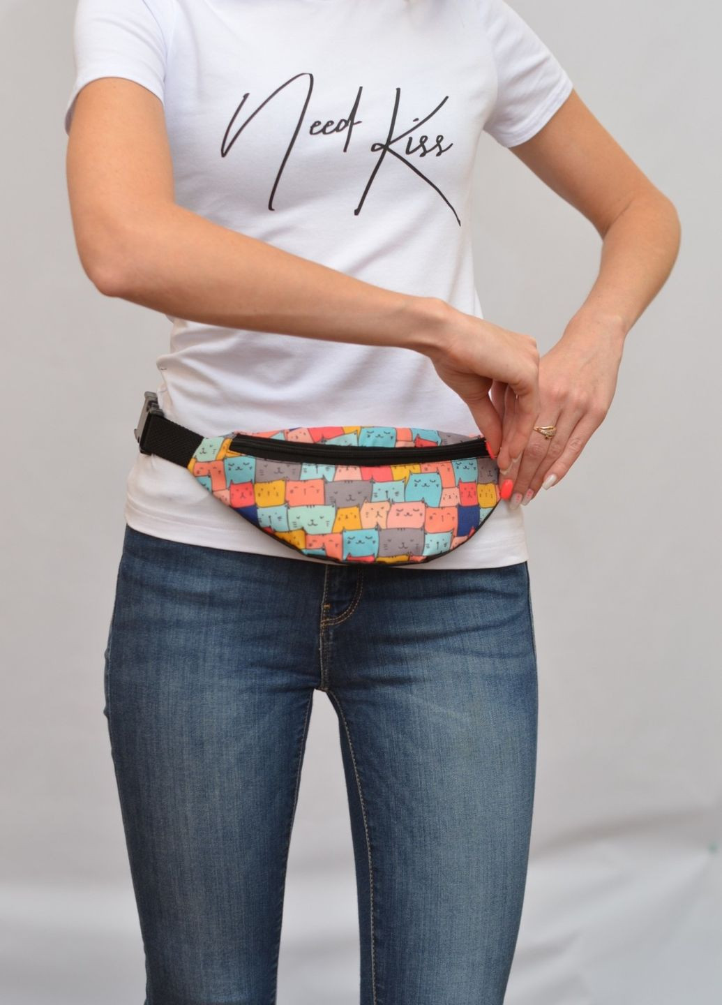 Сумка поясная бананка Мини с принтом Веселые котята с одним отделением 20050 4PROFI (260635797)