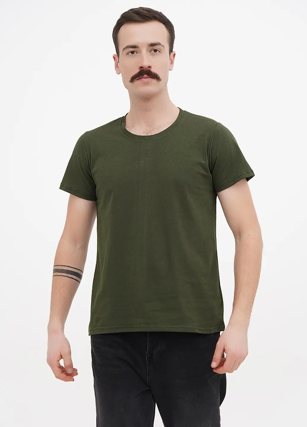 Хаки (оливковая) мужская футболка, круглое горло Sport Line