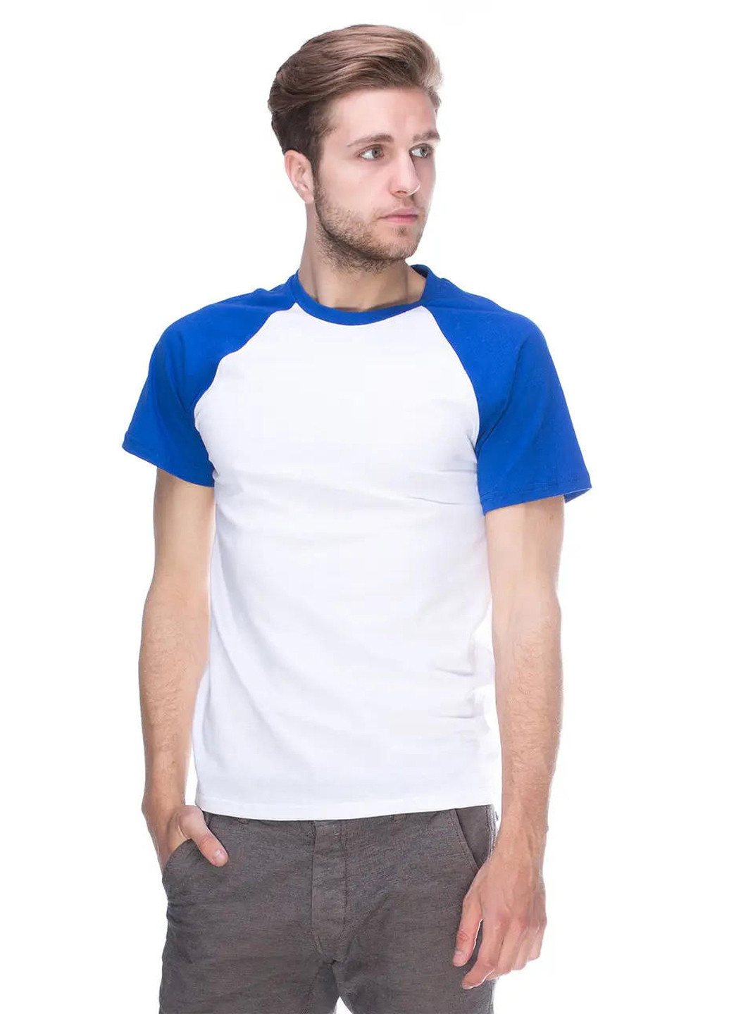 Белая футболка мужская, реглан рукав Sport Line