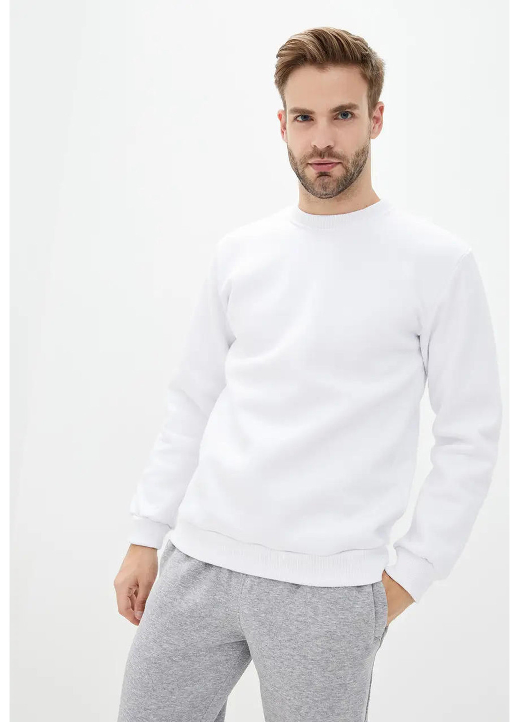 Білий чоловічий свіштот на флісі Sport Line однотонний (260631789)